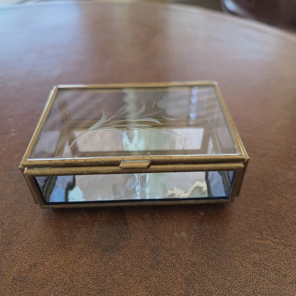 Vintage Brass And Glass Box